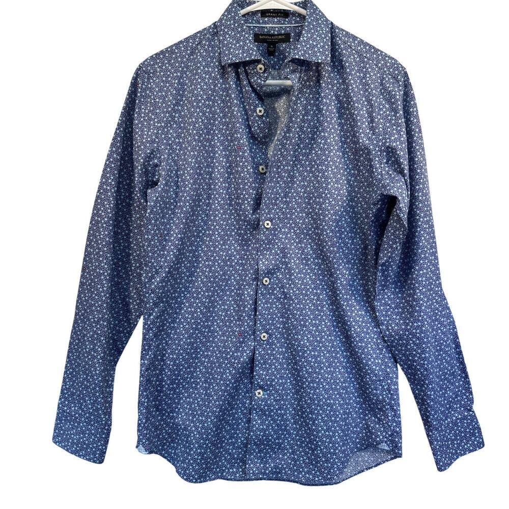Banana Republic Non-Iron Grant‎ Fit Men Small LS Button up Shirt 100% Cotton EUC
